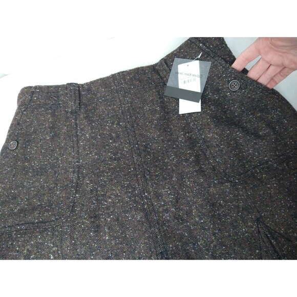 NWT VINTAGE Calvin Klein Wool Blend Pocket Brown Pleat A-Line Mini Skirt Size 12 - Picture 9 of 10